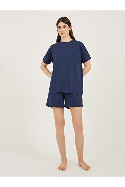 Styli Dropped Shoulder Pocket T-Shirt and Button Placket Pyjama Shorts Set