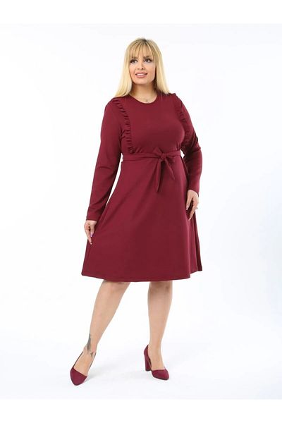 MODA ROCHIE CREP DE Mărime Plus, CU DETALII CU FALCĂ