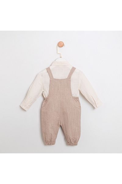 ministok Jimy Baby Boy Suit with Salopette and Bow Tie