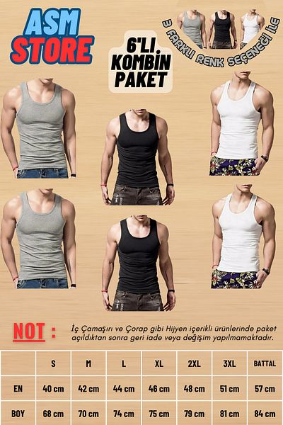 Akpınar 6-Piece Economical Men's Combed Cotton Undershirt - 100% Cotton Comfort