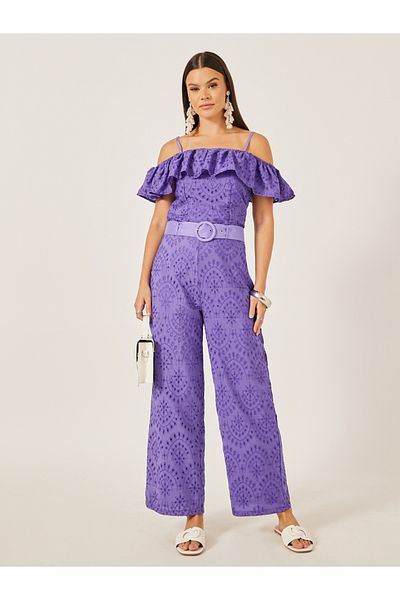 Styli Schiffli Embroidered Off Shoulder Top