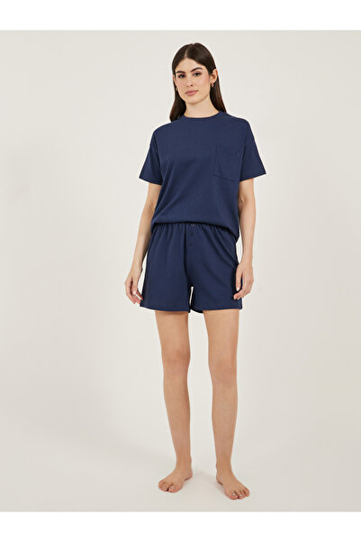 Styli Dropped Shoulder Pocket T-Shirt and Button Placket Pyjama Shorts Set