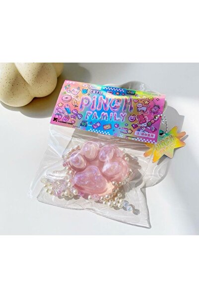 SESESQUİSHY Şeffaf Pembe Kedi Patisi Taba Squishy - Stress Oyuncağı Taba Suku...