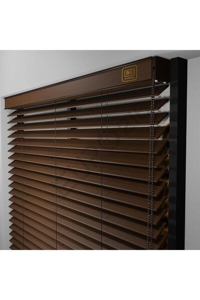 JaluziByEuro216 REDÜKTÖRLÜ / Zincirli Ahşap Jaluzi Perde 50 mm %100  Ahşap CE...