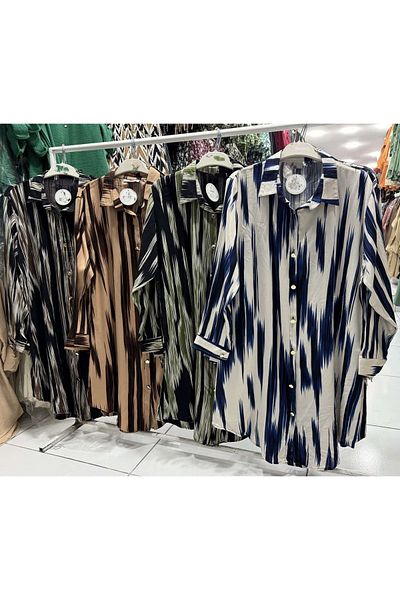 BUTİK.E Battal Size Woven Shirt Length Length 100 cm