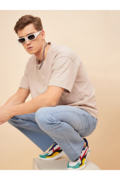 High Star By Styli بنطال جينز باهت بقصة عادية وخصر متوسط