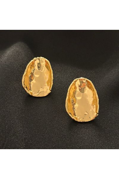 Zeyn Plate Design Gold Steel Earrings