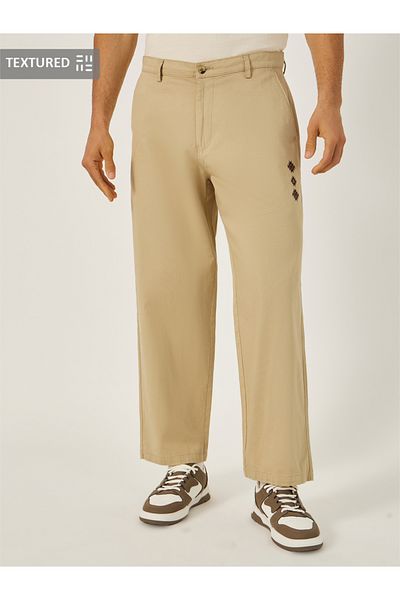 Styli Textured Mid Rise Chino Trousers
