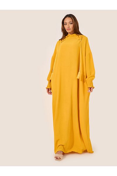 Styli Oversized Hooded Jalabyia with Tassel Detail