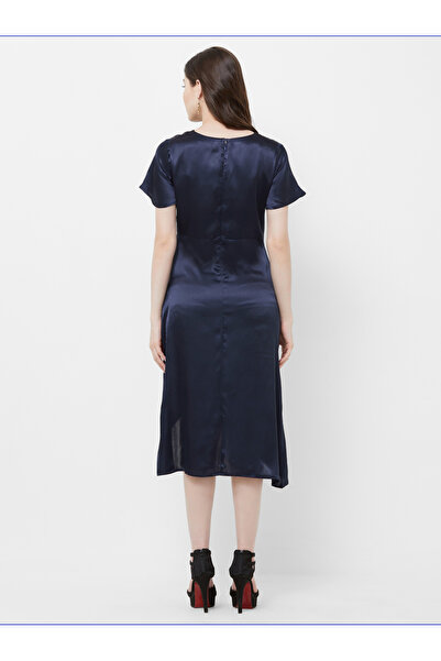 Mish By Styli Wrap Style Mid Length Dress with Pleat Detail