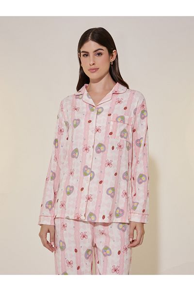 Styli All-Over Print Long Sleeve Shirt and Pyjama Set