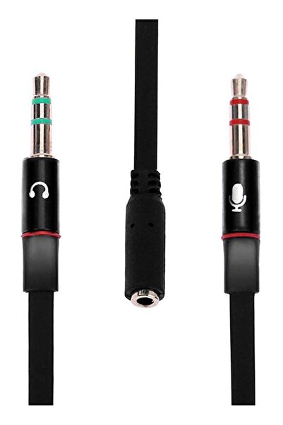 Generic كابل صوت مسطح مطلي بالذهب مقاس 3.5 مم ستيريو أنثى إلى 2 ذكر موزع Y - ...