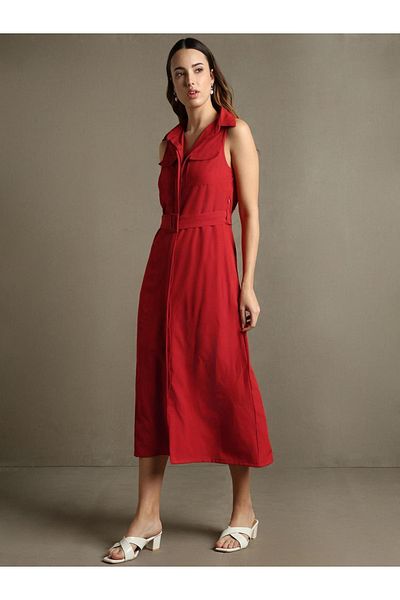 Dennis Lingo By Styli Shirt Collar Sleeveless Shirt Midi Dress
