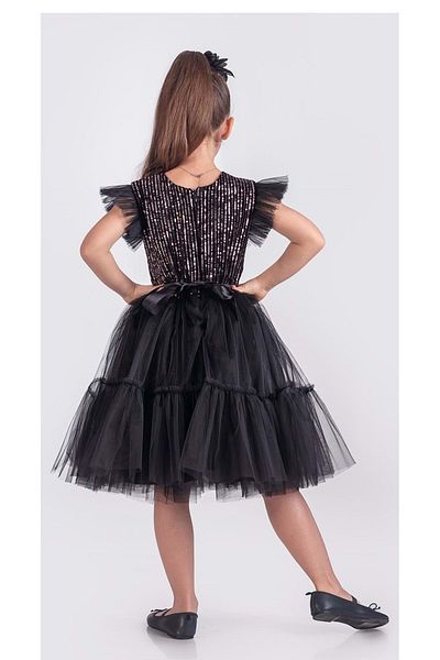 Mnk Baby&Kids Sequin Sequin Katkat Tutu Φούστα Κοριτσίστικο Φόρεμα M00722 Μαύρο - Ροζ