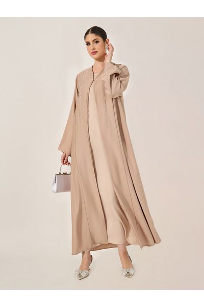 Styli Embellished A-Line Open Abaya