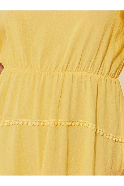 Take Two By Styli Solid Square Collar Tiered Midi Dress