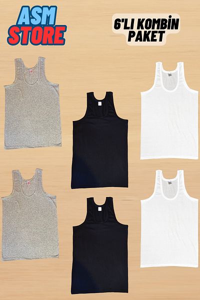 Akpınar 6-Piece Economical Men's Combed Cotton Undershirt - 100% Cotton Comfort