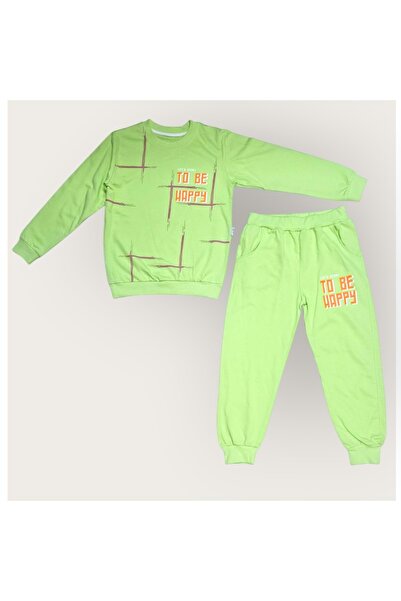 Mnk Baby&Kids To Be Happy Motif Kız Çocuk Eşofman MNK0624 YEŞİL