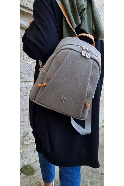 Miami Polo Club Just Polo Women's Black Tan 9 Compartment Embossed Printed Backpack