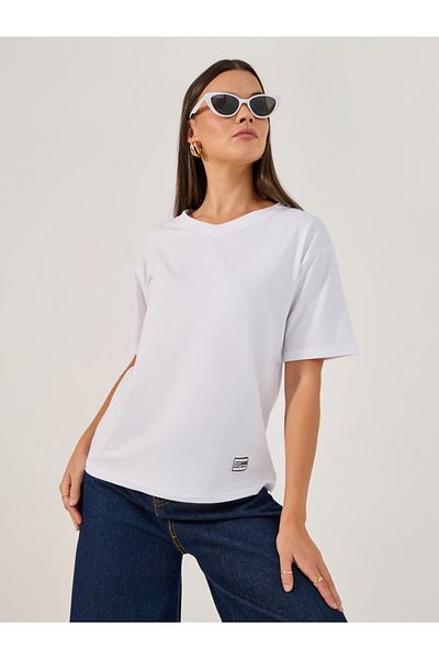 Styli Short Sleeve V Neck Plain Regular T-Shirt