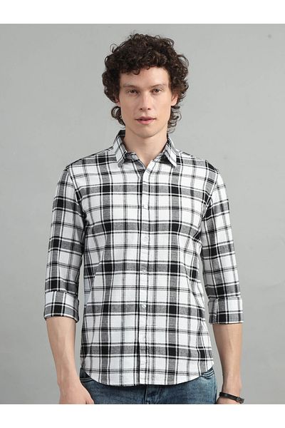 Bushirt By Styli Checked Spread Collar Regular Fit Shirt