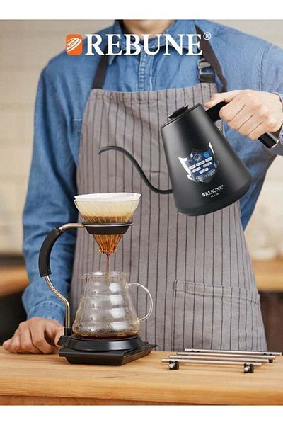 rebune Ribon Electric Kettle with Electronic Base, 1 Liter, 1100 Watts, Black, RE-1-135