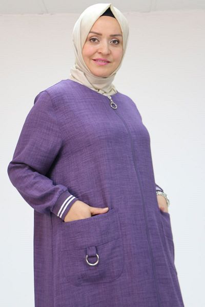 Eslina 53011 Μεγάλο Μέγεθος Ribbed Melange Cap - Λιλά