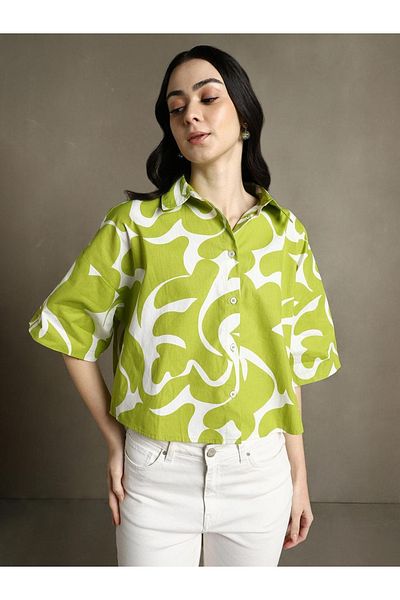 Dennis Lingo By Styli Abstract Printed Cotton Oversized Casual Shirt