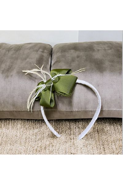 SavBrand Green Bow Feather Maternity Slippers and Crown, Mother Maternity Slippers and Crown