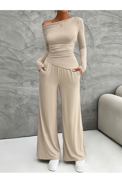 Diva By Styli Solid Long Sleeve Top and Pants