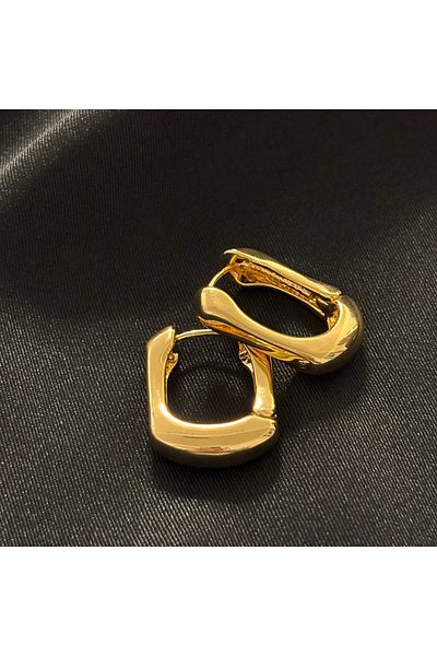 Zeyn Rectangular Gold Steel Earrings