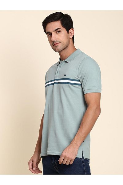 Dennis Lingo By Styli Teal Striped Polo T-Shirt