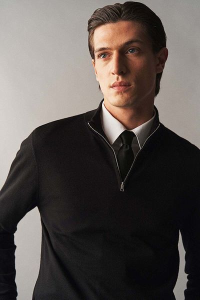H&M Slim Fit Zip-top Merino Wool Jumper