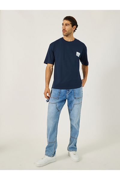 Styli Minimal Chest Sticker Print Oversized T-Shirt