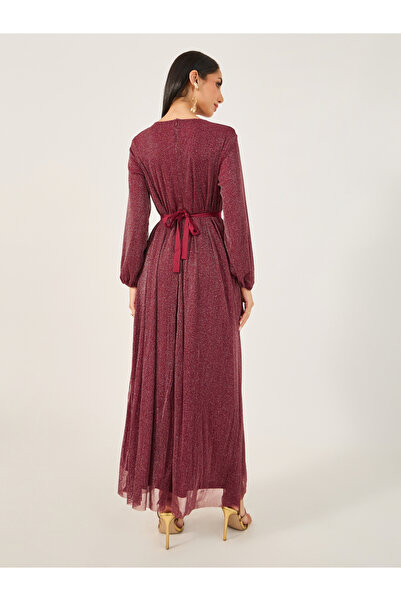 Take Two By Styli Shimmer Belted Cuffed Sleeves A-Line Jalabiya