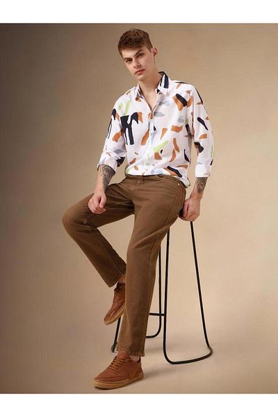 Dennis Lingo By Styli Abstract Printed Regular Fit Casual Shirt