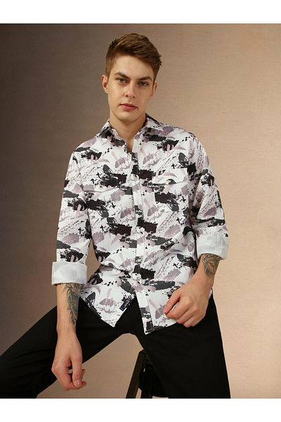 Dennis Lingo By Styli Printed Long Sleeves Casual Shirt