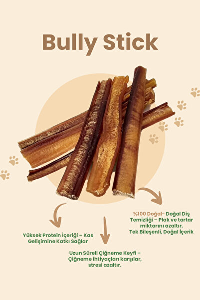 Eva & Wall-e Köpek Ödül Çubukları Dana Kamış Bully Stick , Taze Kamış Köpek Kemiği Çiğneme Garantili 3 Adet