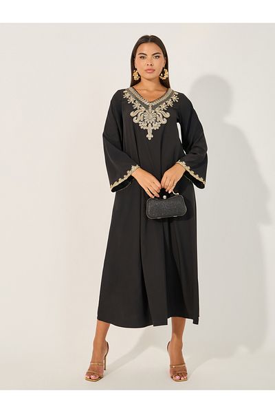 Take Two By Styli Embroidered V Neck A-Line Jalabiya