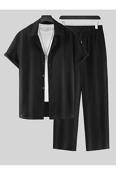 Take Two By Styli Solid Short Sleeve Shirt and Pants Co-Ords