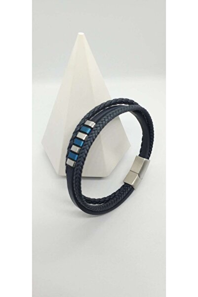 ndjewelry سوار جلدي باللون الأزرق الداكن