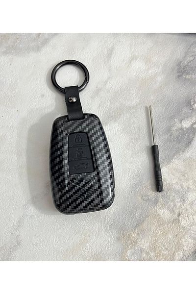 bigkey Toyota Corolla Smart Black Carbon Car Key Case Control Case Case (Logo on the Back)
