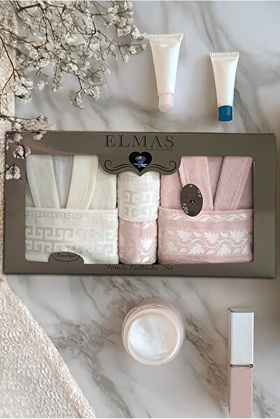 Elmas Home Collection طقم جاكار دايموند طقم روب حمام مكون من 6 قطع |   رداء ا...