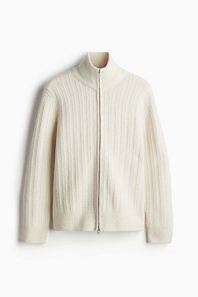 H&M Regular Fit Textured-knit Cardigan