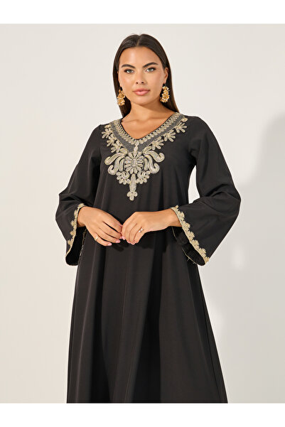 Take Two By Styli Embroidered V Neck A-Line Jalabiya