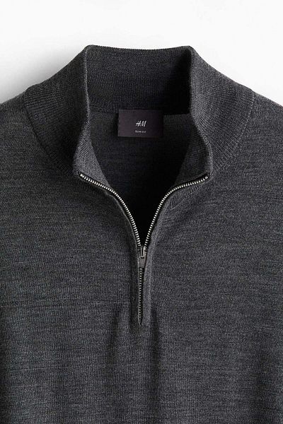 H&M Slim Fit Zip-top merino wool jumper