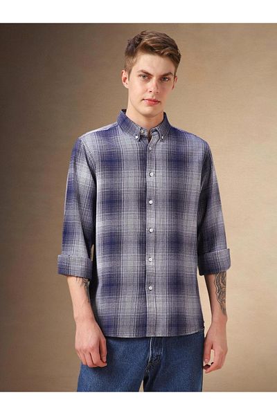 Dennis Lingo By Styli Checked Button Down Long Sleeves Shirt