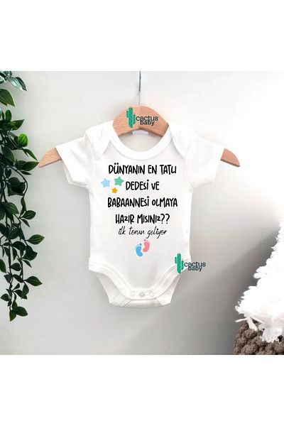 CACTUS COLLECTION Baby News Baby Good News Grandmother Grandmother and Grandmother Grandmother Optional First Grandchild Cotton Baby Bodysuit
