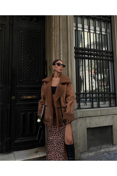 gelirr Nubuk Coat Fur Collar - Tan