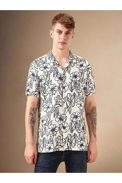 Dennis Lingo By Styli Floral Print Button-Down Shirt